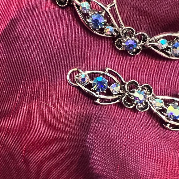 Vintage, early 80s choker and bracelet silver tone set with holographic crystals - Picture 11 of 11